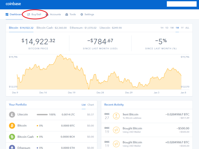 Coinbase Buying Crypto Step 1 - finished