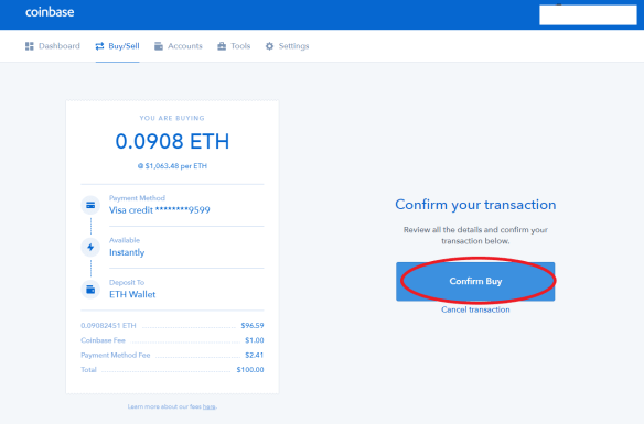 Coinbase Buying Crypto Step 4 finished